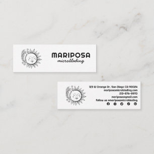 Moon Floral Elegant Esthetician Salon Social Icons Mini Business Card