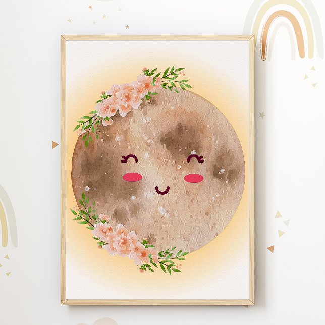 Moon Flower Boho Kids Room Poster Nursery Print (Creator Uploaded)