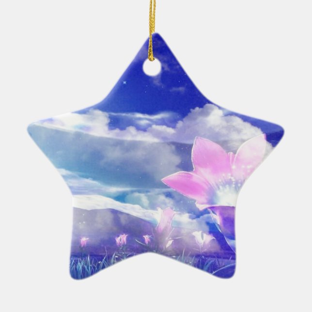 Moon Flower Ceramic Ornament (Front)