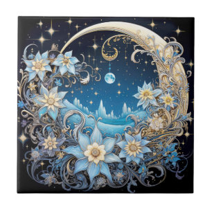 Moon Flower Garden Ceramic Tile