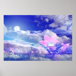 Moon Flower Poster
