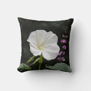 Moon Flower With Purple Hyacinth Throw Pillow