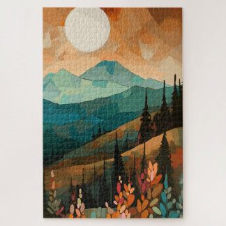 Moon Forest Mountain Jigsaw Puzzle
