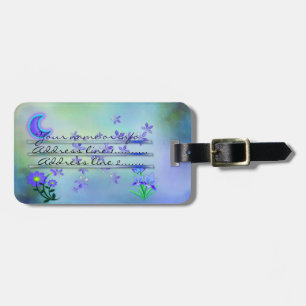 Moon Garden Floral Mixed Media Luggage Tag
