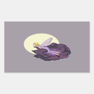 Moon Gazing Purple Flower Fairy Evening Sky Sticker