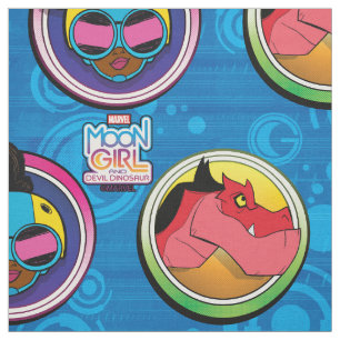 Moon Girl and Devil Dinosaur Circles Pattern Fabric
