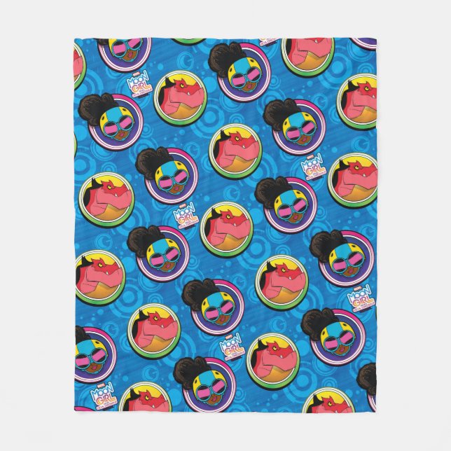 Moon Girl and Devil Dinosaur Circles Pattern Fleece Blanket (Front)
