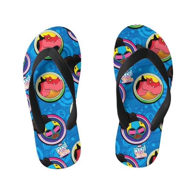 Moon Girl and Devil Dinosaur Circles Pattern Kid's Flip Flops (Footbed)