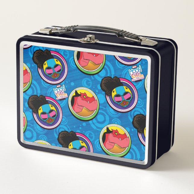 Moon Girl and Devil Dinosaur Circles Pattern Metal Lunch Box (Front)