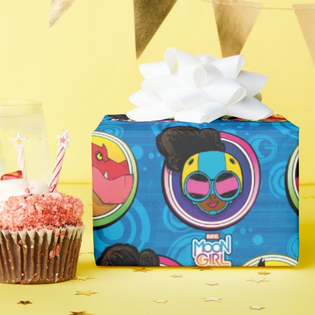 Moon Girl and Devil Dinosaur Circles Pattern Wrapping Paper (Birthday Party)