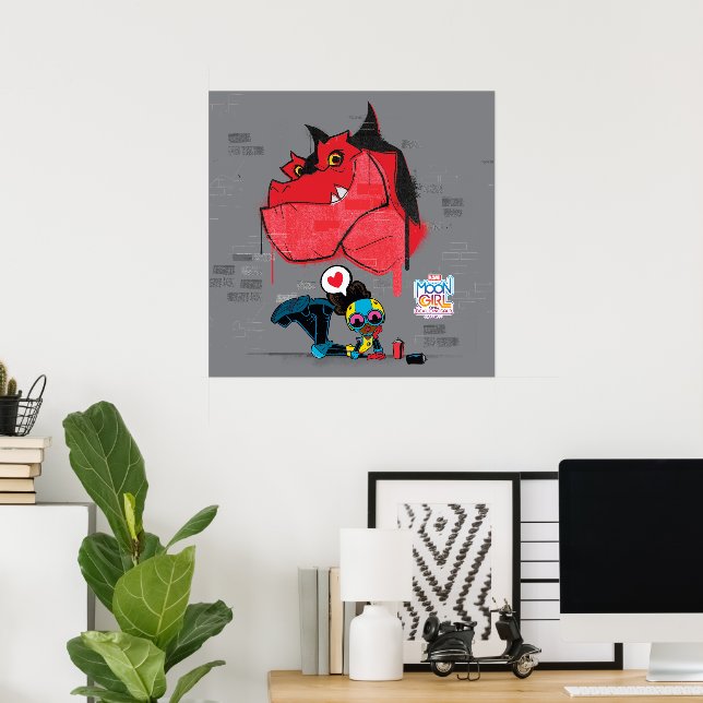 Moon Girl and Devil Dinosaur Graffiti Painting Poster (Home Office)