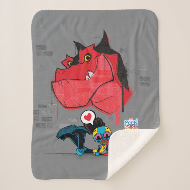 Moon Girl and Devil Dinosaur Graffiti Painting Sherpa Blanket (Front)