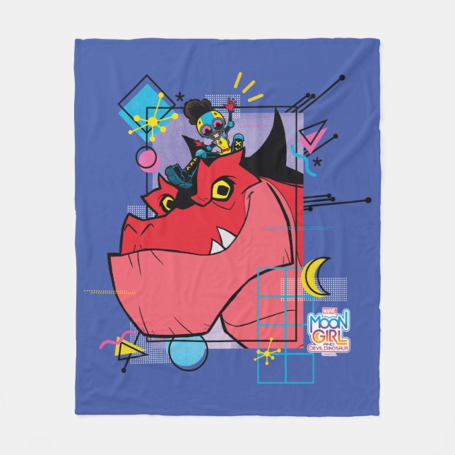 Moon Girl and Devil Dinosaur Memphis Pop Graphic Fleece Blanket (Front)