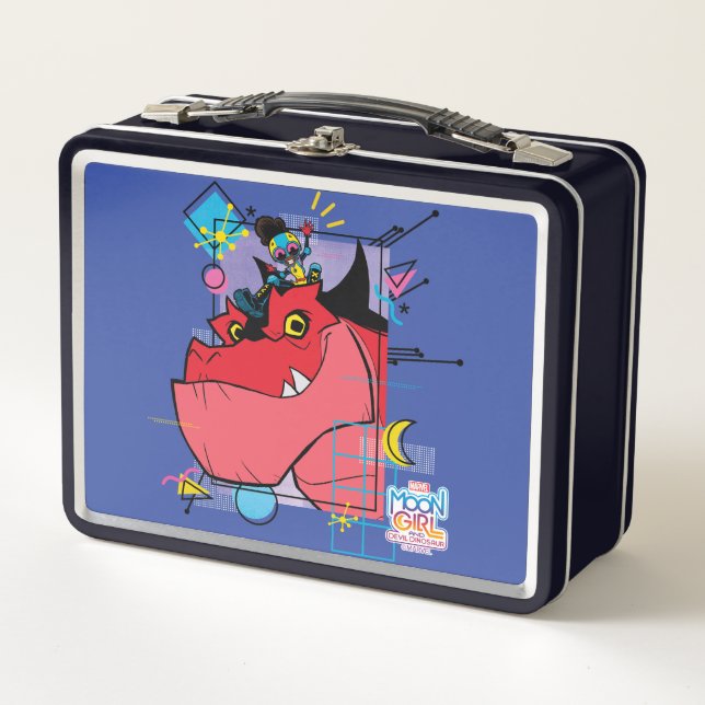 Moon Girl and Devil Dinosaur Memphis Pop Graphic Metal Lunch Box (Front)