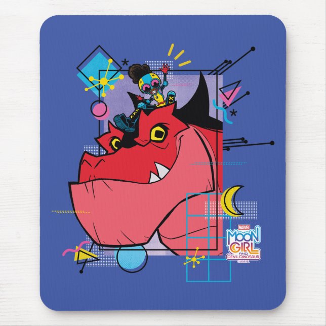 Moon Girl and Devil Dinosaur Memphis Pop Graphic Mouse Pad (Front)