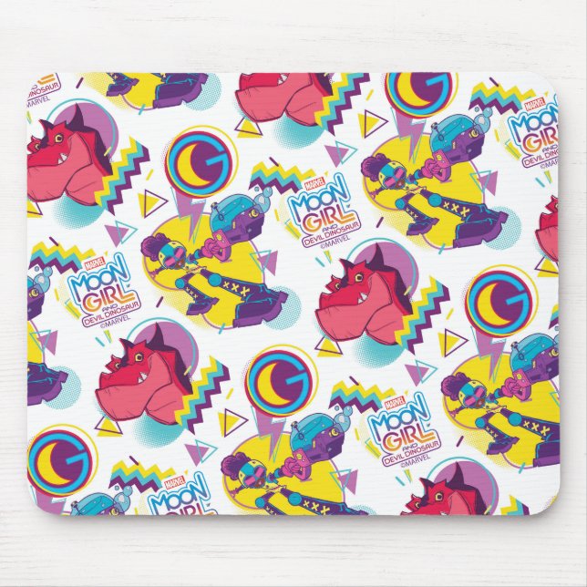 Moon Girl and Devil Dinosaur Memphis Pop Pattern Mouse Pad (Front)