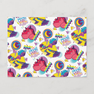 Moon Girl and Devil Dinosaur Memphis Pop Pattern Postcard
