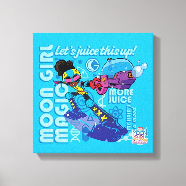 Moon Girl Bubble Maker Quote Graphic Canvas Print (Front)
