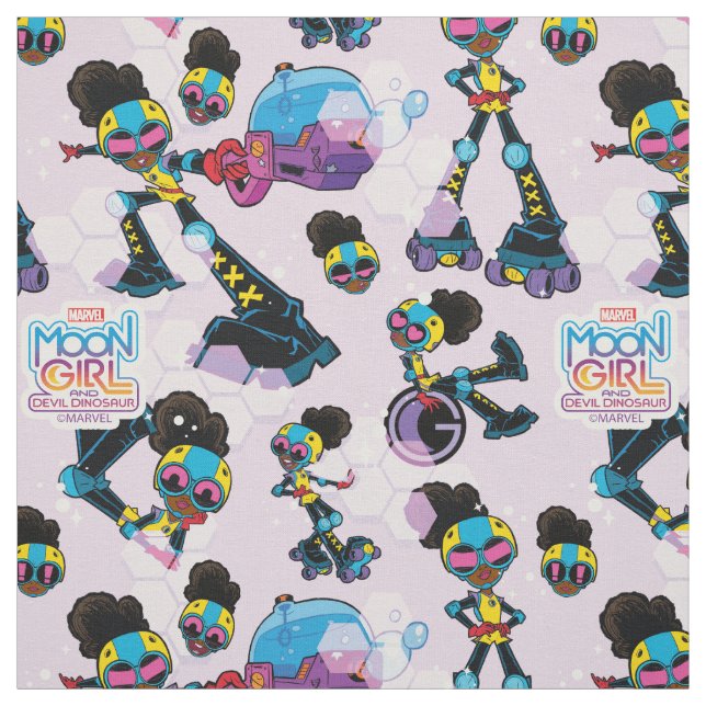 Moon Girl Character Pose Pattern Fabric (Swatch)