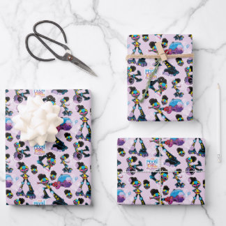 Moon Girl Character Pose Pattern Wrapping Paper Sheet