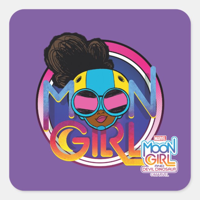 Moon Girl Goggles Logo Graphic Square Sticker (Front)