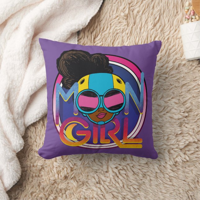 Moon Girl Goggles Logo Graphic Throw Pillow (Blanket)