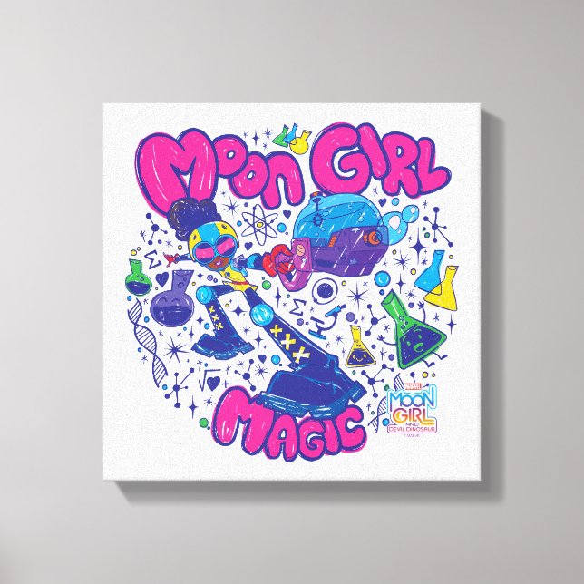 Moon Girl Magic Science Doodle Graphic Canvas Print (Front)