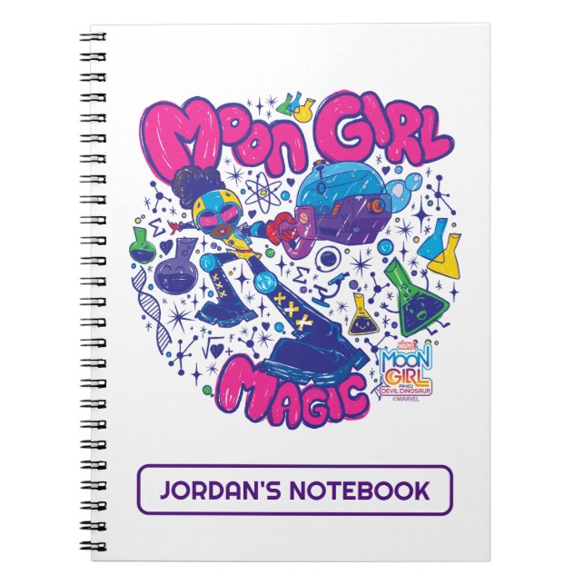 Moon Girl Magic Science Doodle Graphic Notebook (Front)
