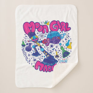 Moon Girl Magic Science Doodle Graphic Sherpa Blanket