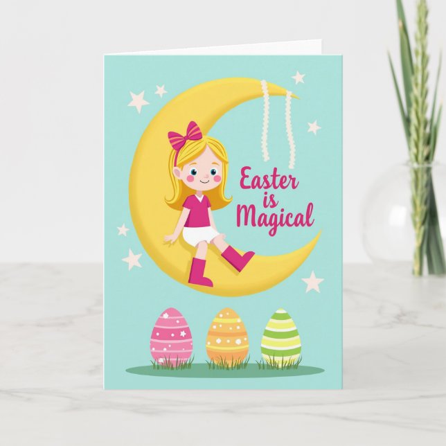 Moon Girl Spring Greeting Card (Front)