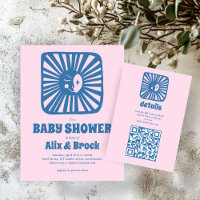 Moon Glow Boho Modern Cute Custom Baby Shower 