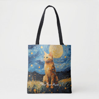 Moon Glow Cat Midnight Muse Personalized Tote Bag
