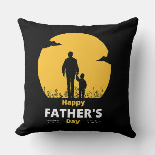 Moon Glow Father Son Grassy Walk Throw Pillow