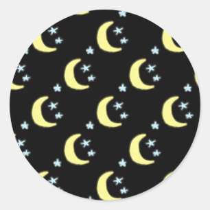 Moon Glow Round Stickers (Black & Soft Yellow)