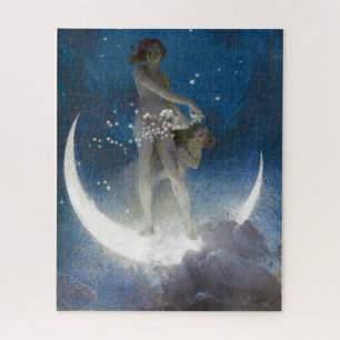 Moon Goddess Bare Scattering Night Stars   Jigsaw Puzzle