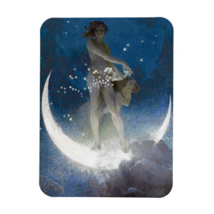 Moon Goddess Bare Scattering Night Stars   Magnet
