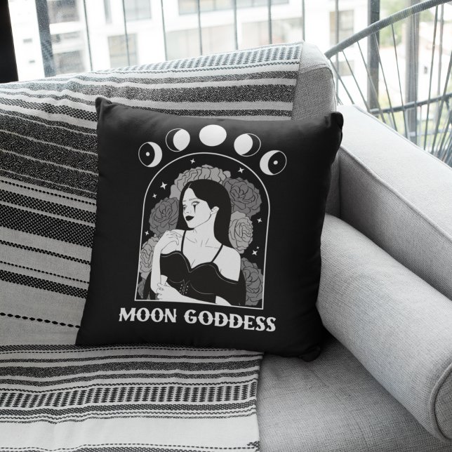 Moon Goddess Celestial Wiccan Throw Pillow (Creator Uploaded)