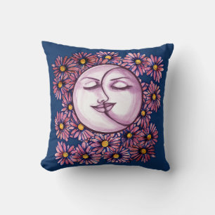 Moon Goddess Floral MoonChild Art Throw Pillow