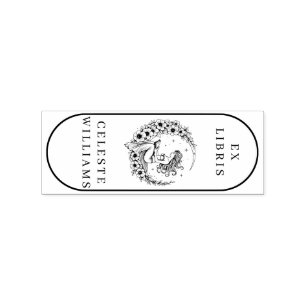 Moon Goddess Flower Moon Ex Libris Stamp