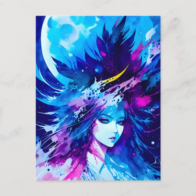 Moon Goddess Japanese Fantasy  Postcard (Front)