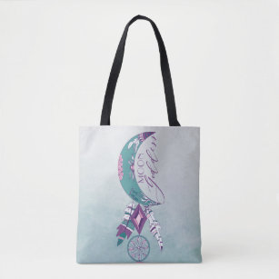 Moon Goddess Teal Boho Dreamcatcher Gypsy Design Tote Bag