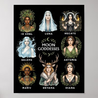 Moon goddesses witchy pagan divine feminine art 