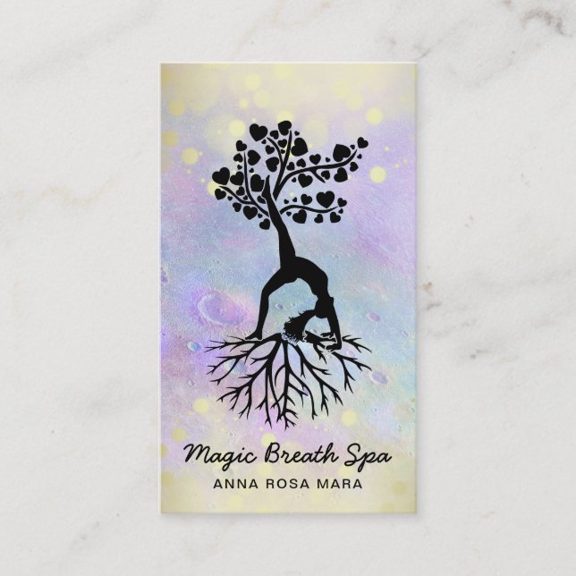 *~* Moon Gold Woman Yoga Meditation  Mindfulness Business Card (Front)