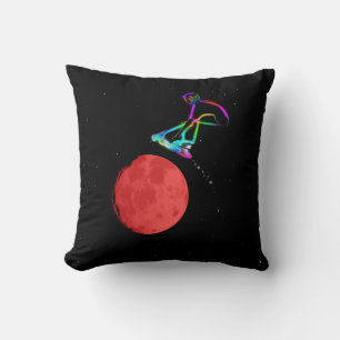 Moon Grabber - Stunt Scooter Rider Throw Pillow