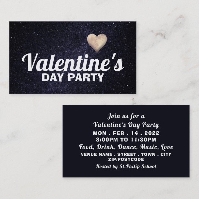 Moon Heart, Invitation de billet pour la fête de l (Devant / Derrière)