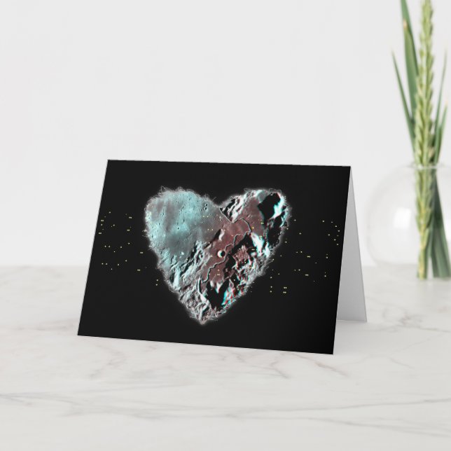 Moon Heart Sci Fi Valentine Love Romance Card (Front)