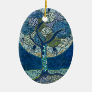 "Moon in Bloom" (painting) Ceramic Ornament