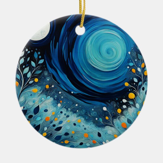 Moon In The Garden 804 Ceramic Ornament (Front)