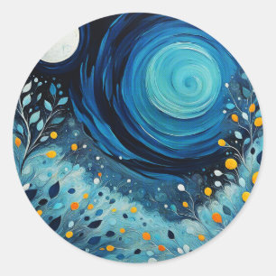 Moon In The Garden 804 Classic Round Sticker