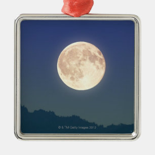 Moon in the Night Sky Metal Ornament